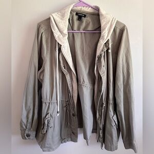torrid sage green hooded utility jacket